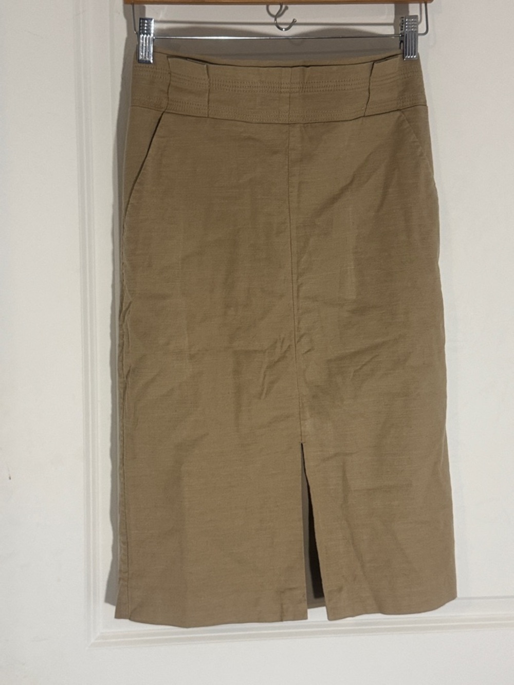 Ann Taylor Khaki Pencil Skirt with Front Slit